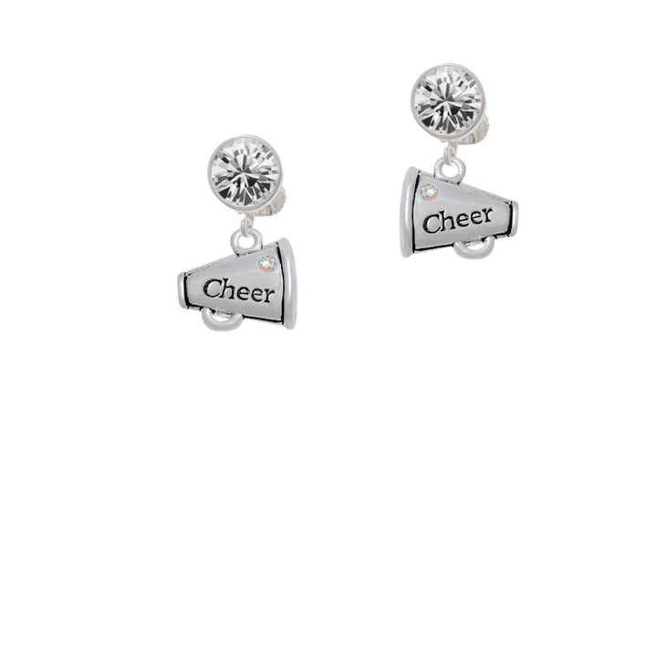 Cheer Megaphone with AB Crystal Crystal Clip On Earrings Image 2