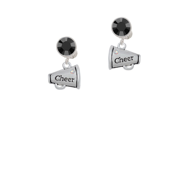 Cheer Megaphone with AB Crystal Crystal Clip On Earrings Image 3