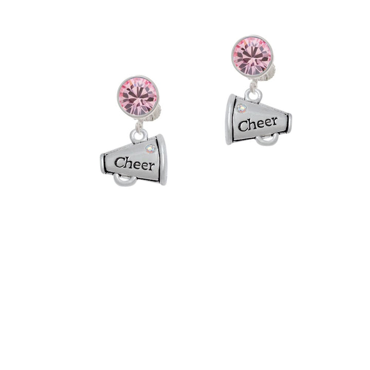 Cheer Megaphone with AB Crystal Crystal Clip On Earrings Image 1