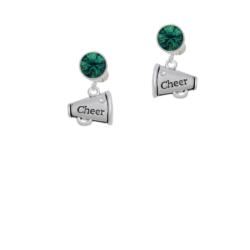 Cheer Megaphone with AB Crystal Crystal Clip On Earrings Image 1