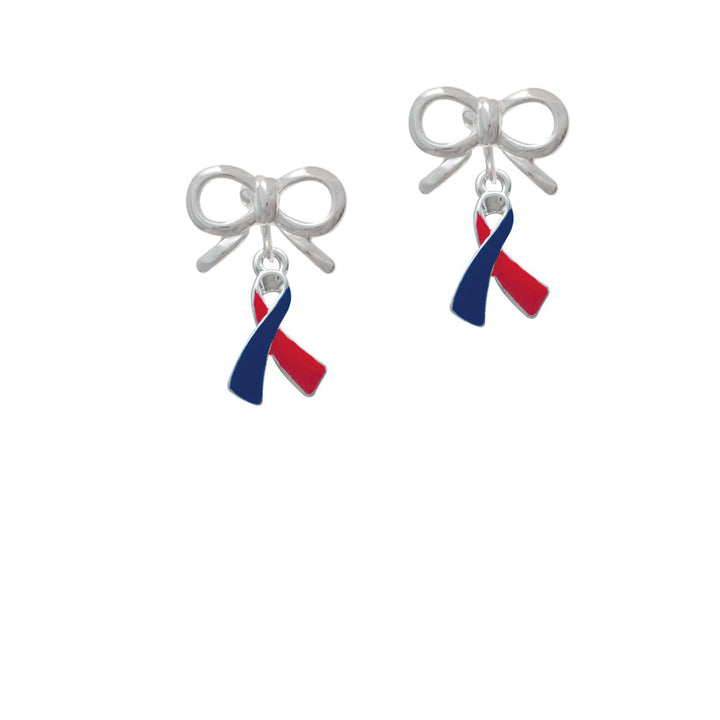 Red and Blue Awareness Ribbon Crystal Clip On Earrings Image 9