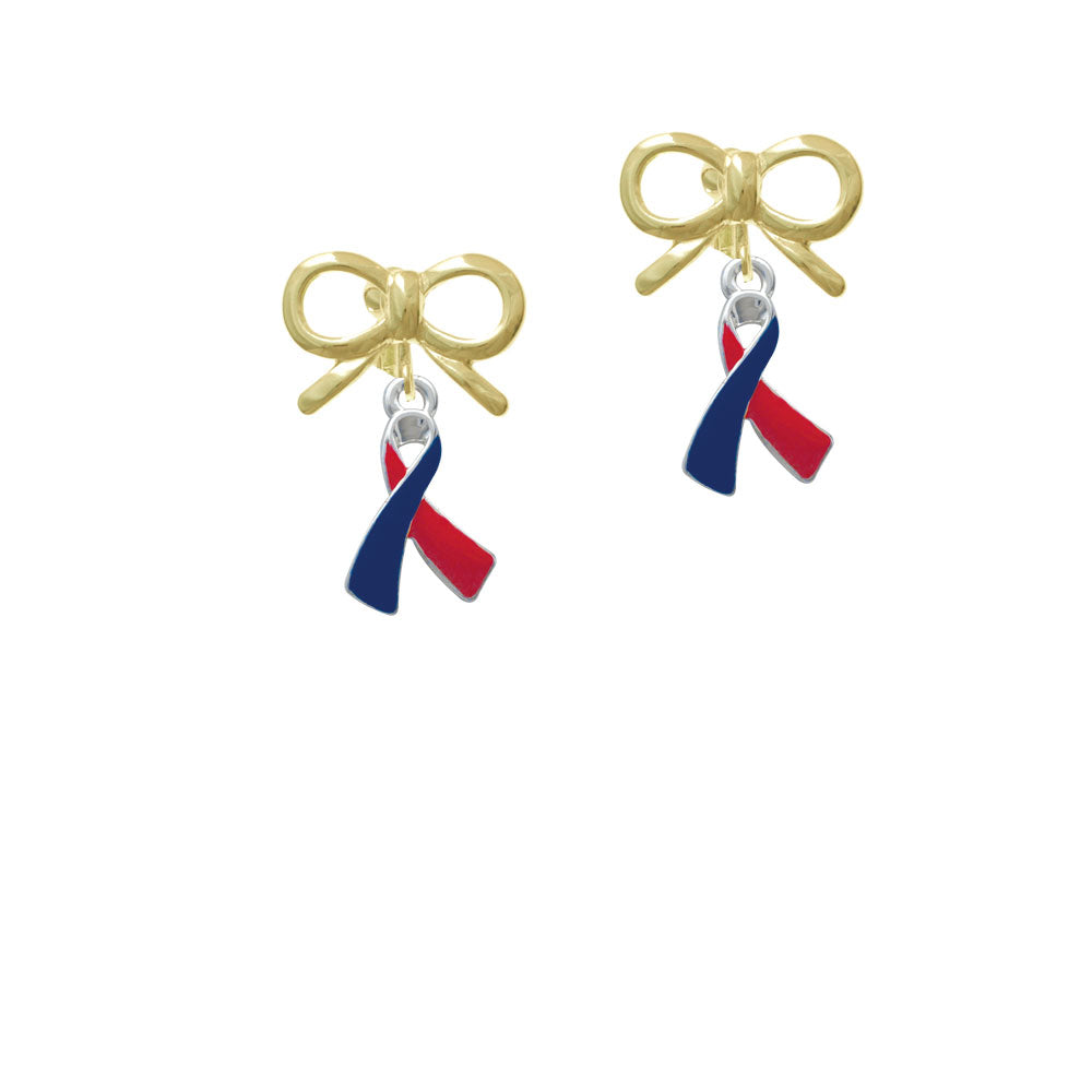 Red and Blue Awareness Ribbon Crystal Clip On Earrings Image 10