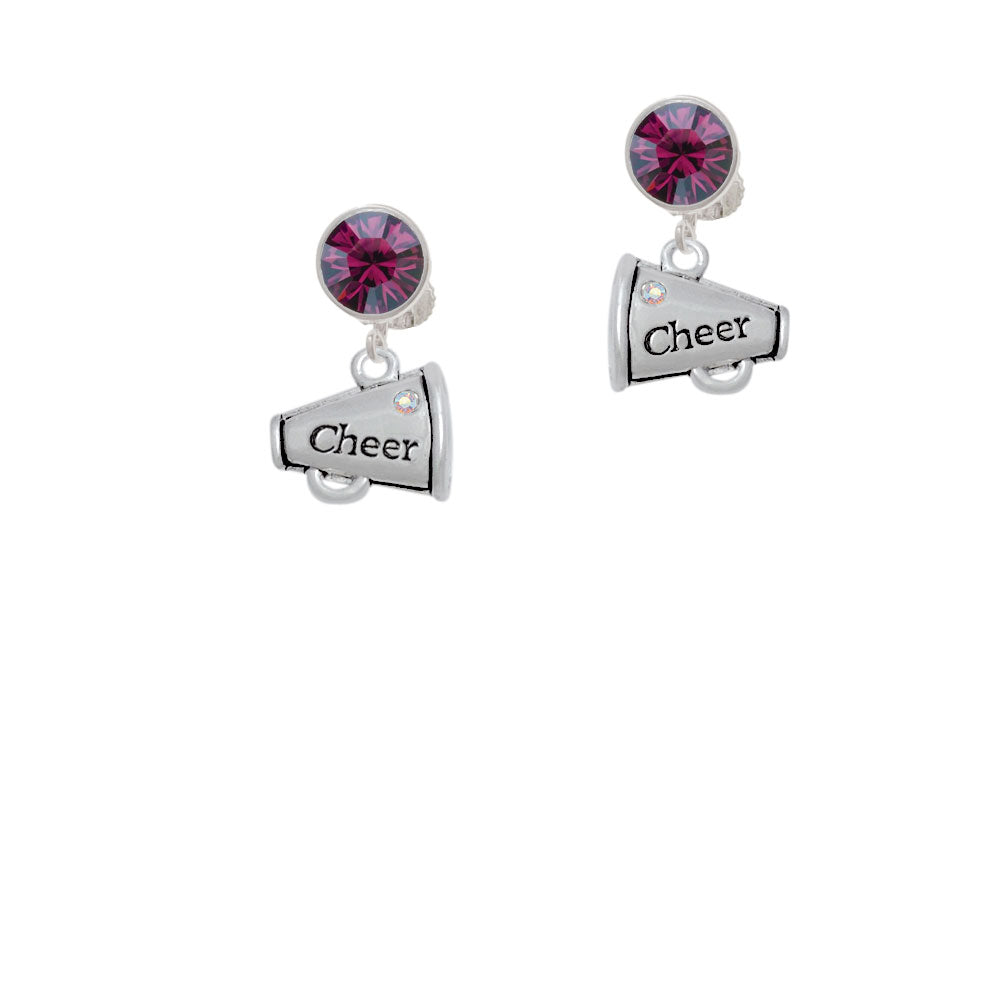 Cheer Megaphone with AB Crystal Crystal Clip On Earrings Image 8