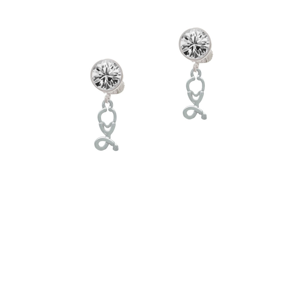 Stethoscope Crystal Clip On Earrings Image 2