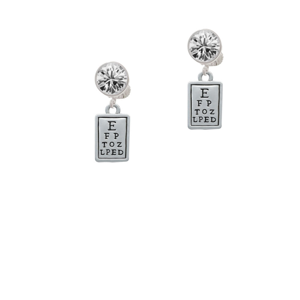 Eye Chart Crystal Clip On Earrings Image 2