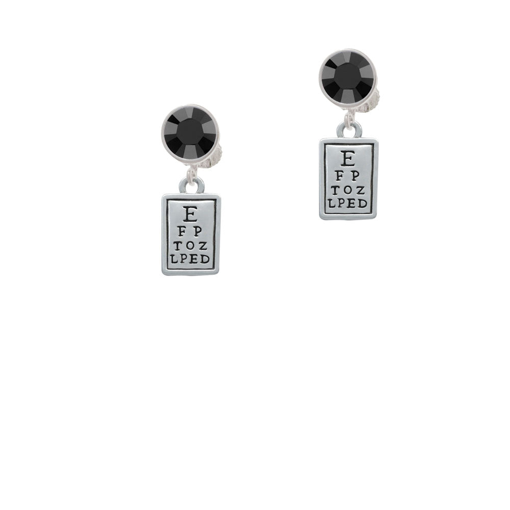 Eye Chart Crystal Clip On Earrings Image 3