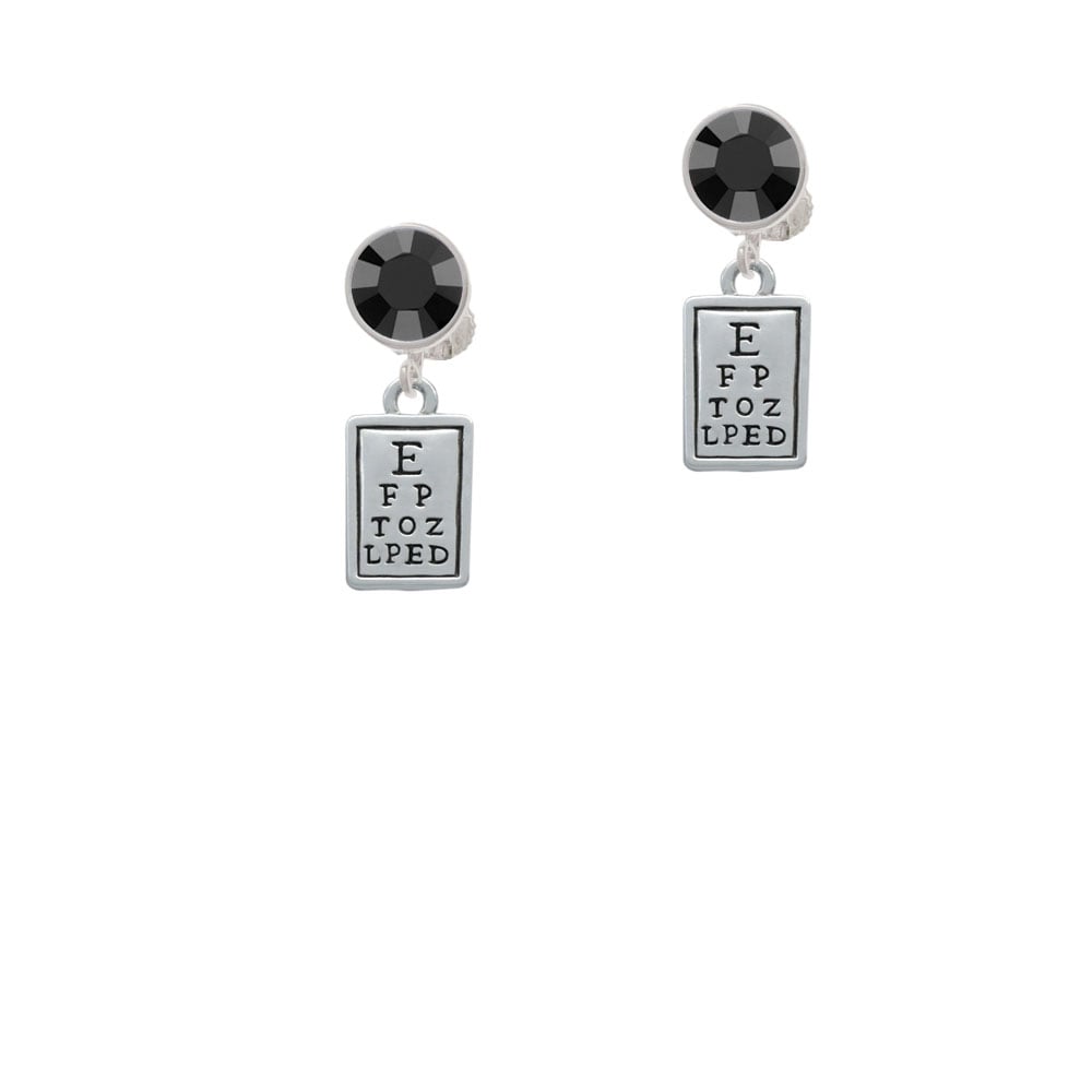 Eye Chart Crystal Clip On Earrings Image 1