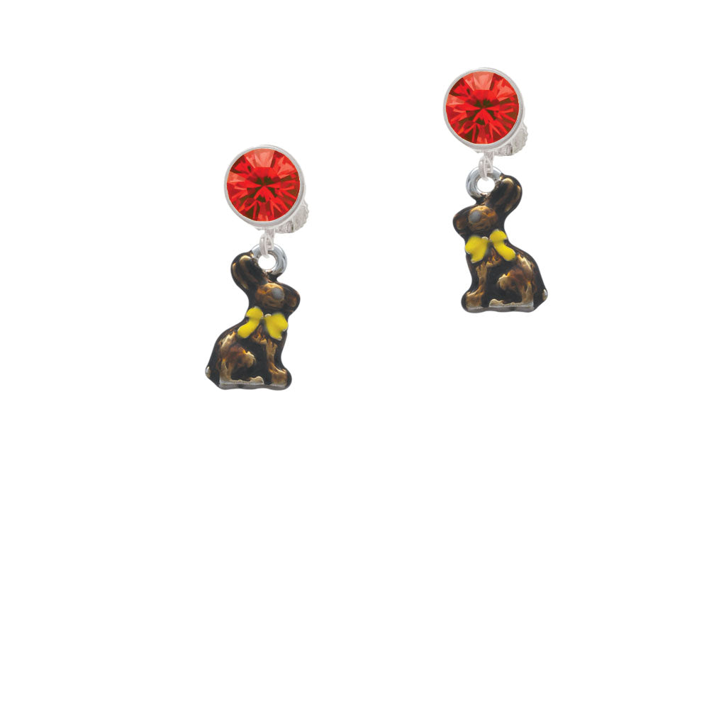 3-D Brown Bunny Crystal Clip On Earrings Image 4