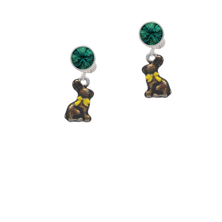 3-D Brown Bunny Crystal Clip On Earrings Image 6