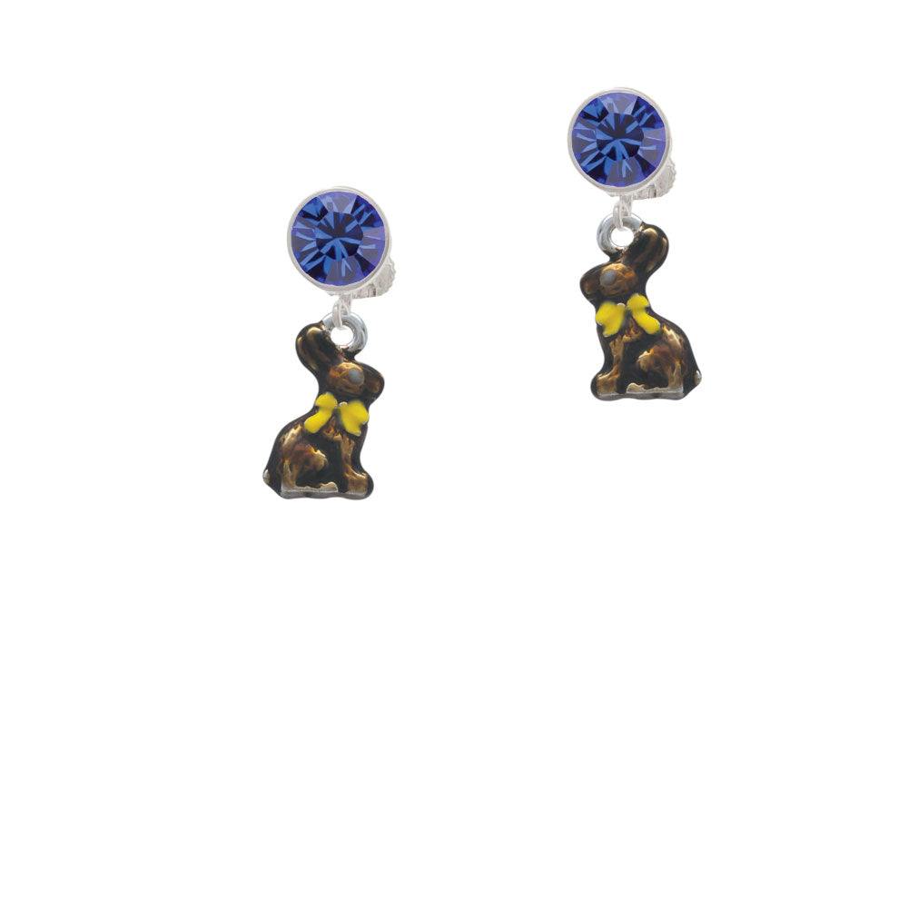 3-D Brown Bunny Crystal Clip On Earrings Image 7