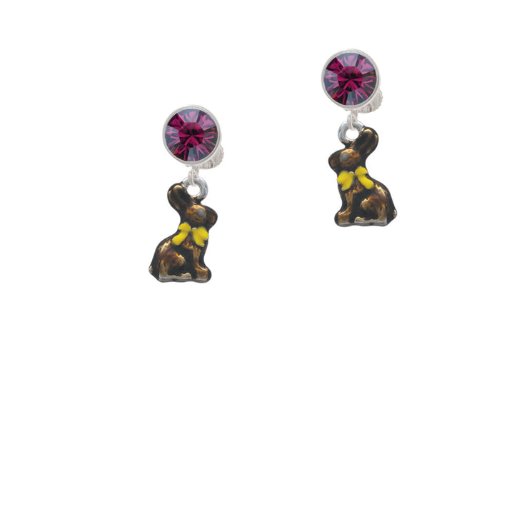 3-D Brown Bunny Crystal Clip On Earrings Image 8