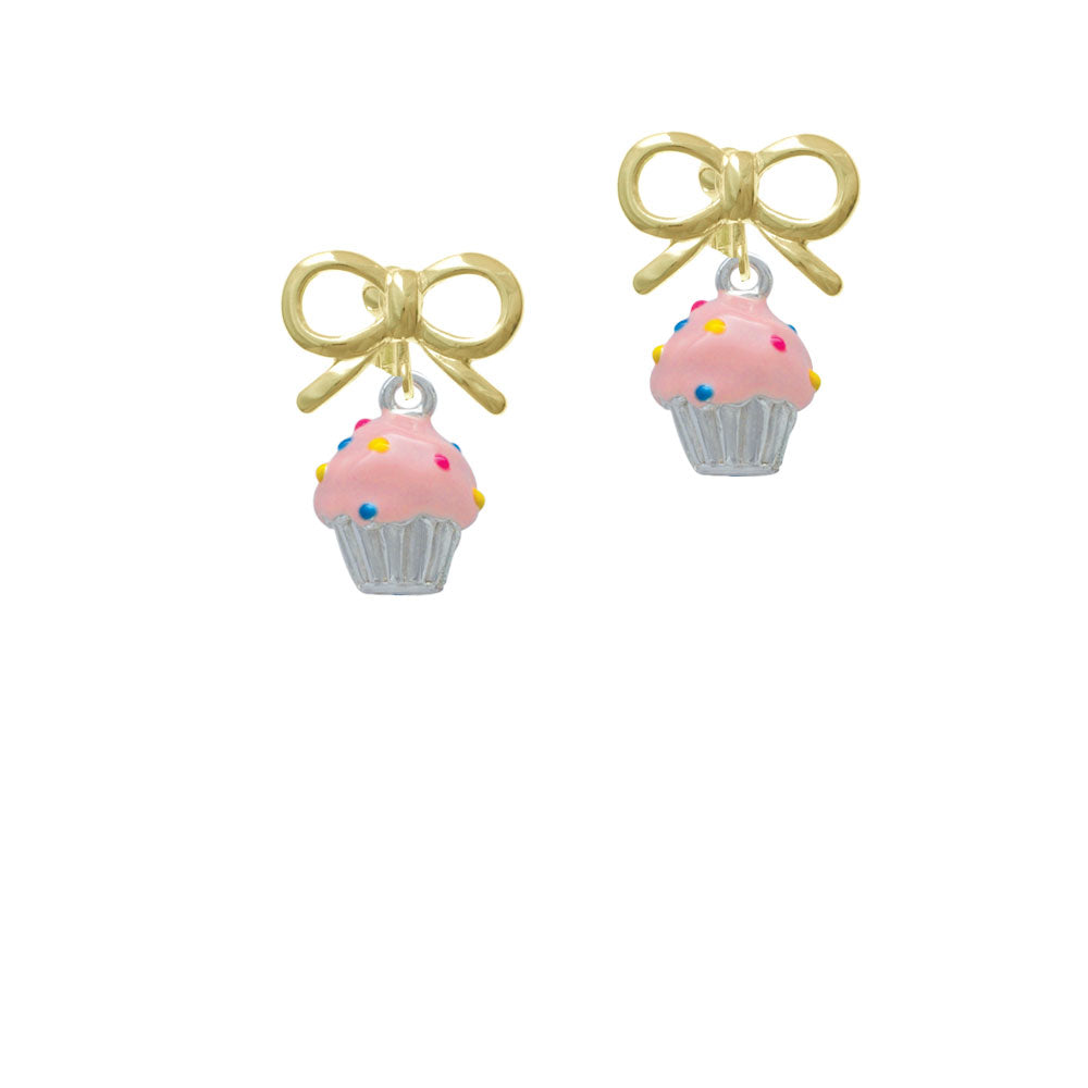 3-D Pink Cupcake with Sprinkles Crystal Clip On Earrings Image 10