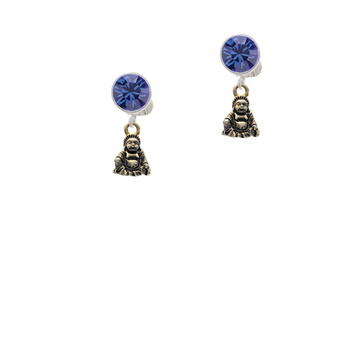 Mini Gold Tone Buddha Crystal Clip On Earrings Image 7