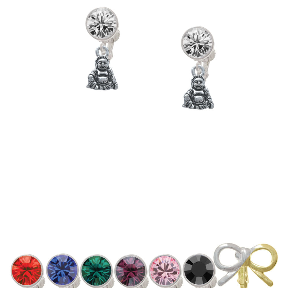 Mini Buddha Crystal Clip On Earrings Image 1