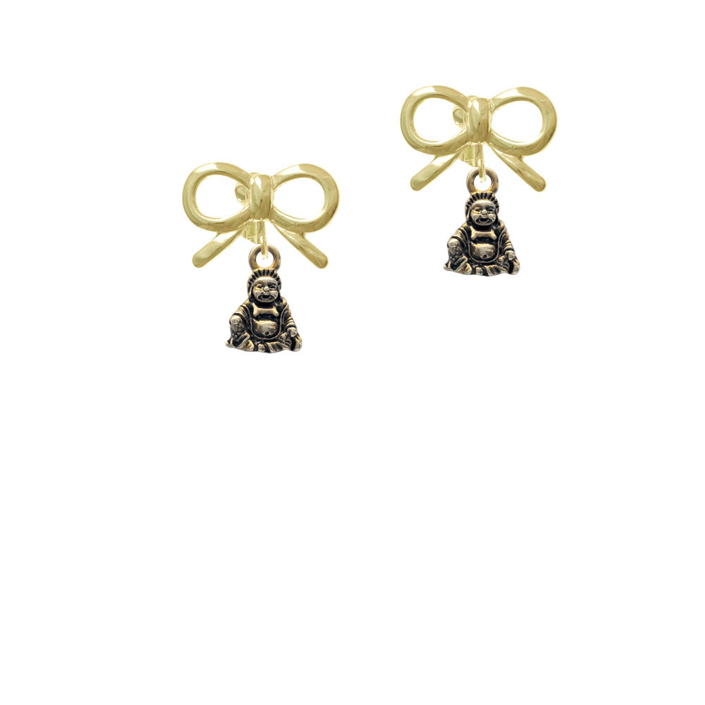 Mini Gold Tone Buddha Crystal Clip On Earrings Image 10