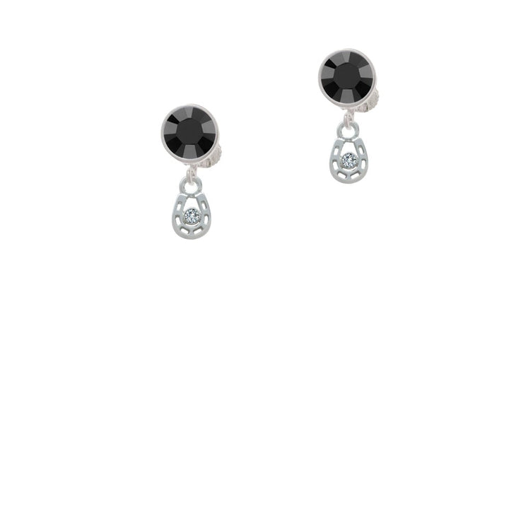 Mini Horseshoe with Clear Crystal Crystal Clip On Earrings Image 3