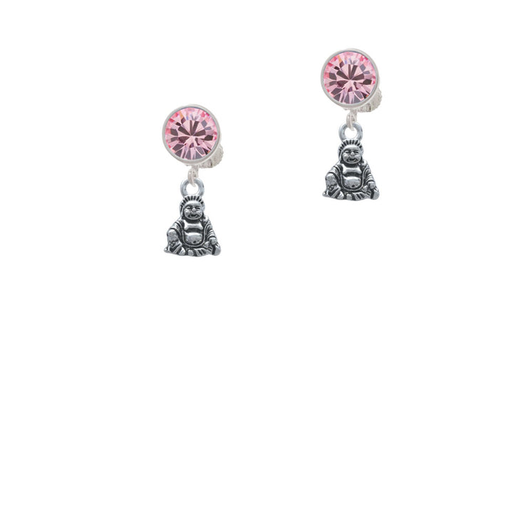 Mini Buddha Crystal Clip On Earrings Image 4