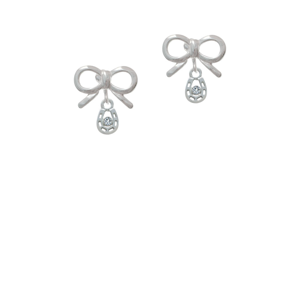 Mini Horseshoe with Clear Crystal Crystal Clip On Earrings Image 9