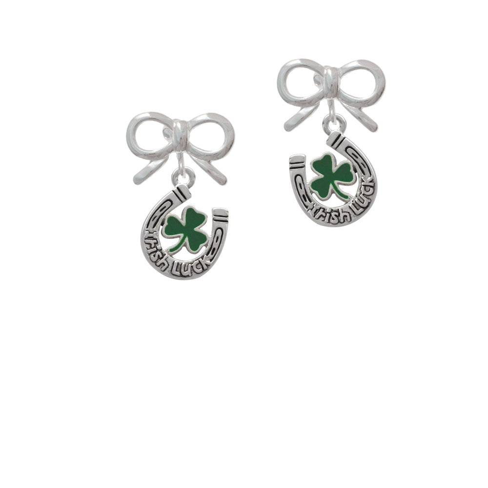 Irish Luck Horseshoe with Shamrock Crystal Clip On Earrings Image 9