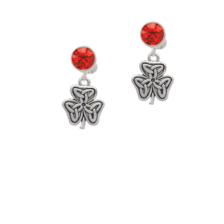 Shamrock with Celtic Knot Crystal Clip On Earrings Image 4