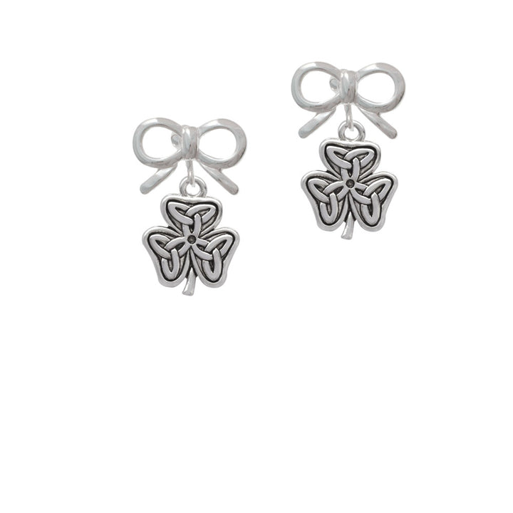 Shamrock with Celtic Knot Crystal Clip On Earrings Image 9