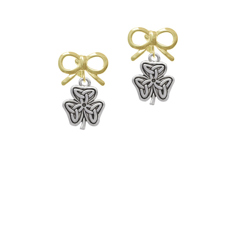 Shamrock with Celtic Knot Crystal Clip On Earrings Image 10