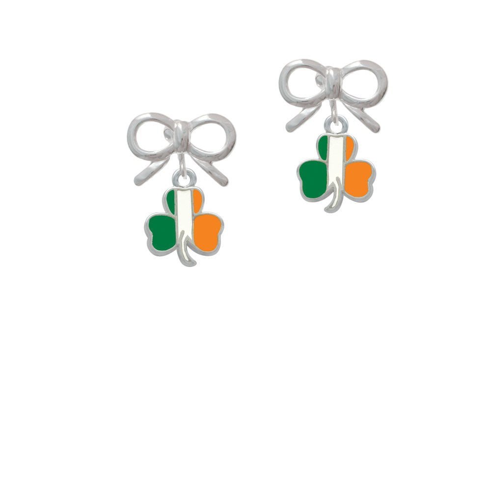 2-D Irish Flag Shamrock Crystal Clip On Earrings Image 9