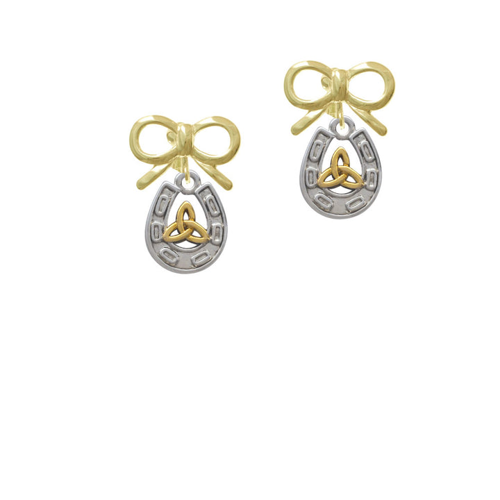 Horseshoe with Gold Tone Trinity Knot Crystal Clip On Earrings Image 10