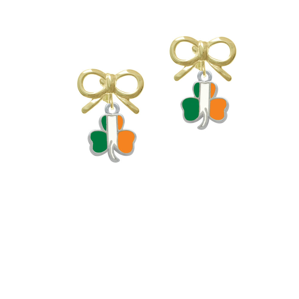 2-D Irish Flag Shamrock Crystal Clip On Earrings Image 10