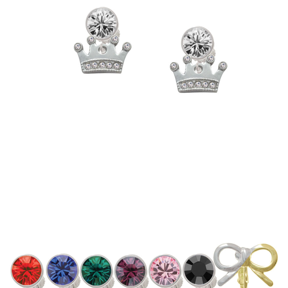 Crown with Clear Crystals Crystal Clip On Earrings Image 1