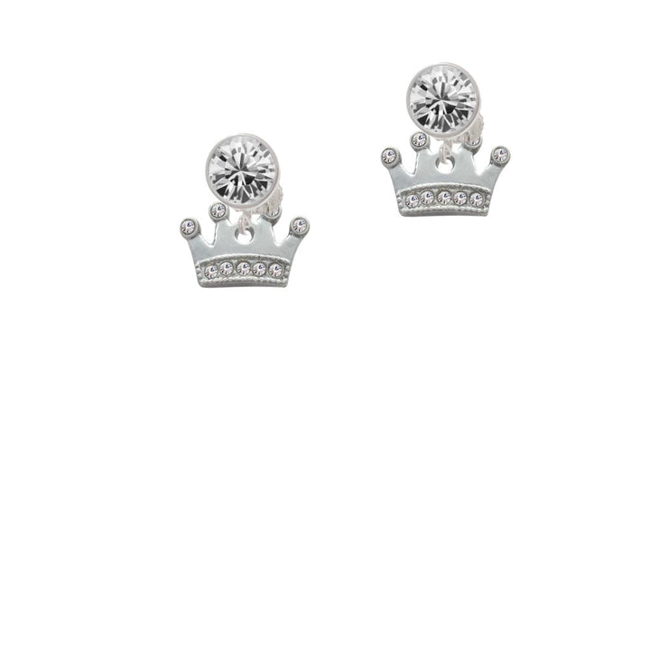 Crown with Clear Crystals Crystal Clip On Earrings Image 2