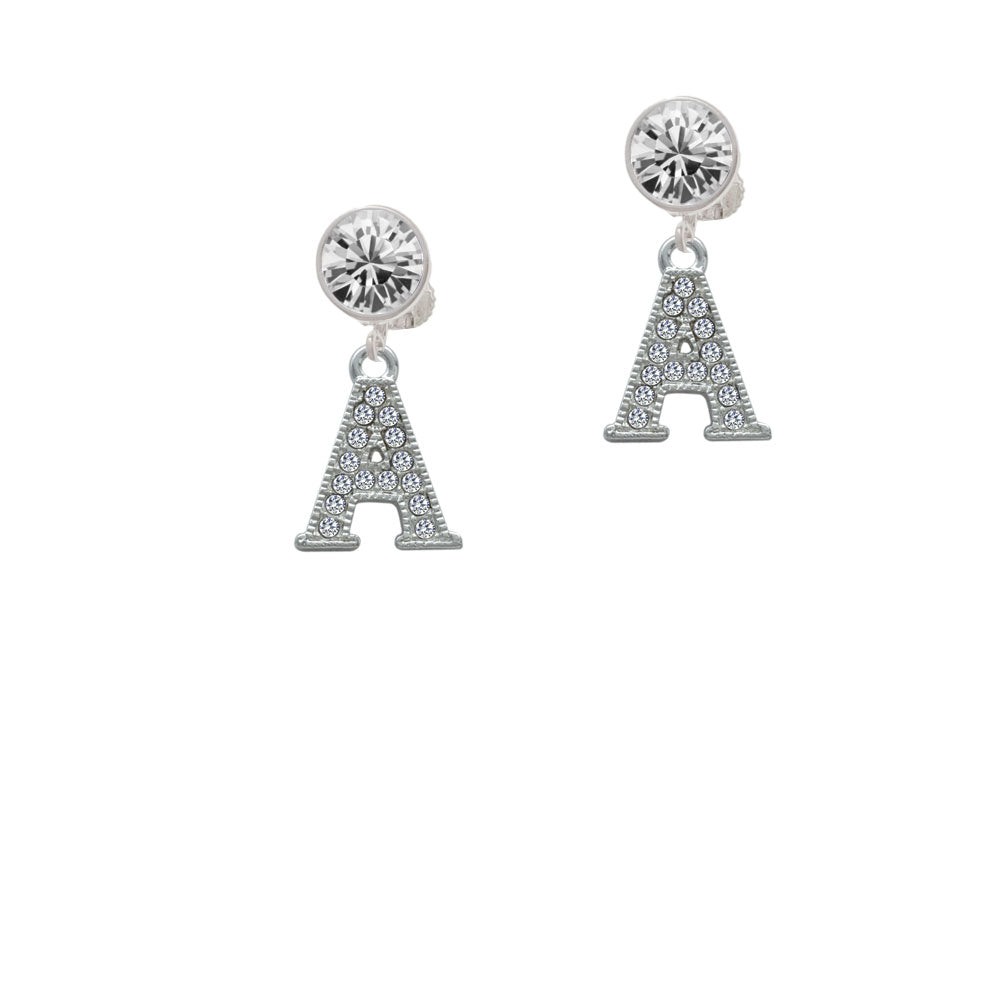 Crystal Initial - A - Beaded Border - Crystal Clip On Earrings Image 2