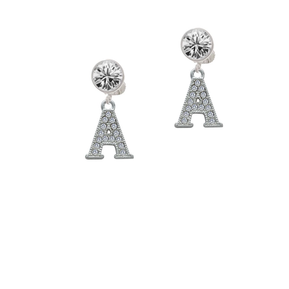 Crystal Initial - A - Beaded Border - Crystal Clip On Earrings Image 1