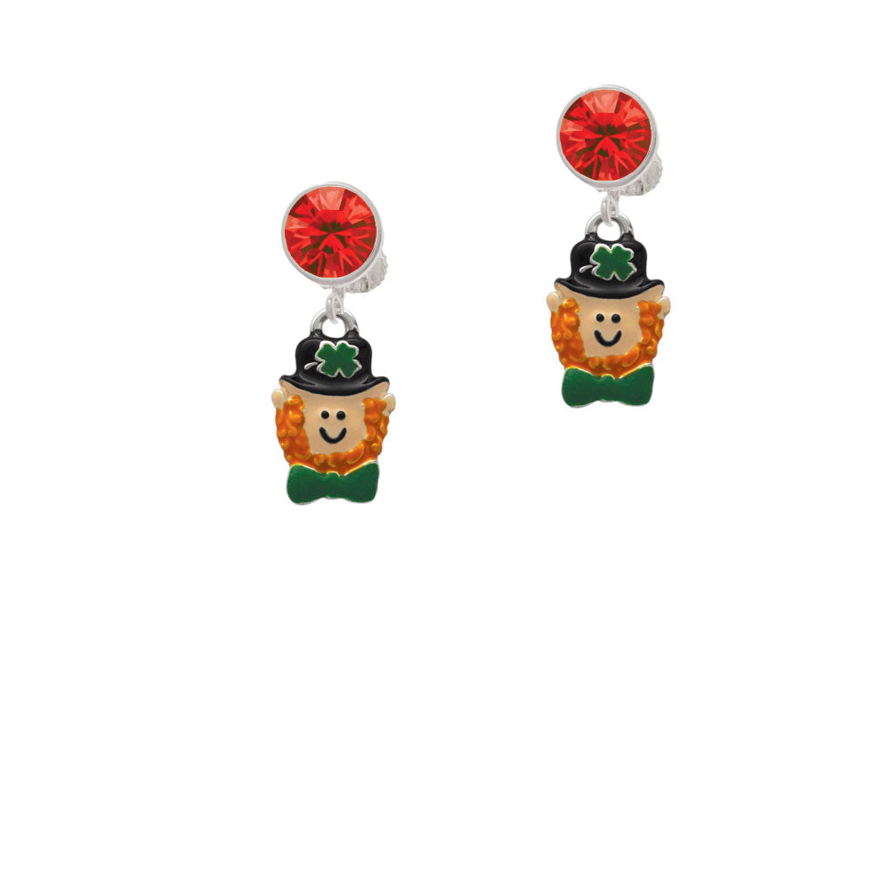 Small Leprechaun with Bow Tie Crystal Clip On Earrings Image 4