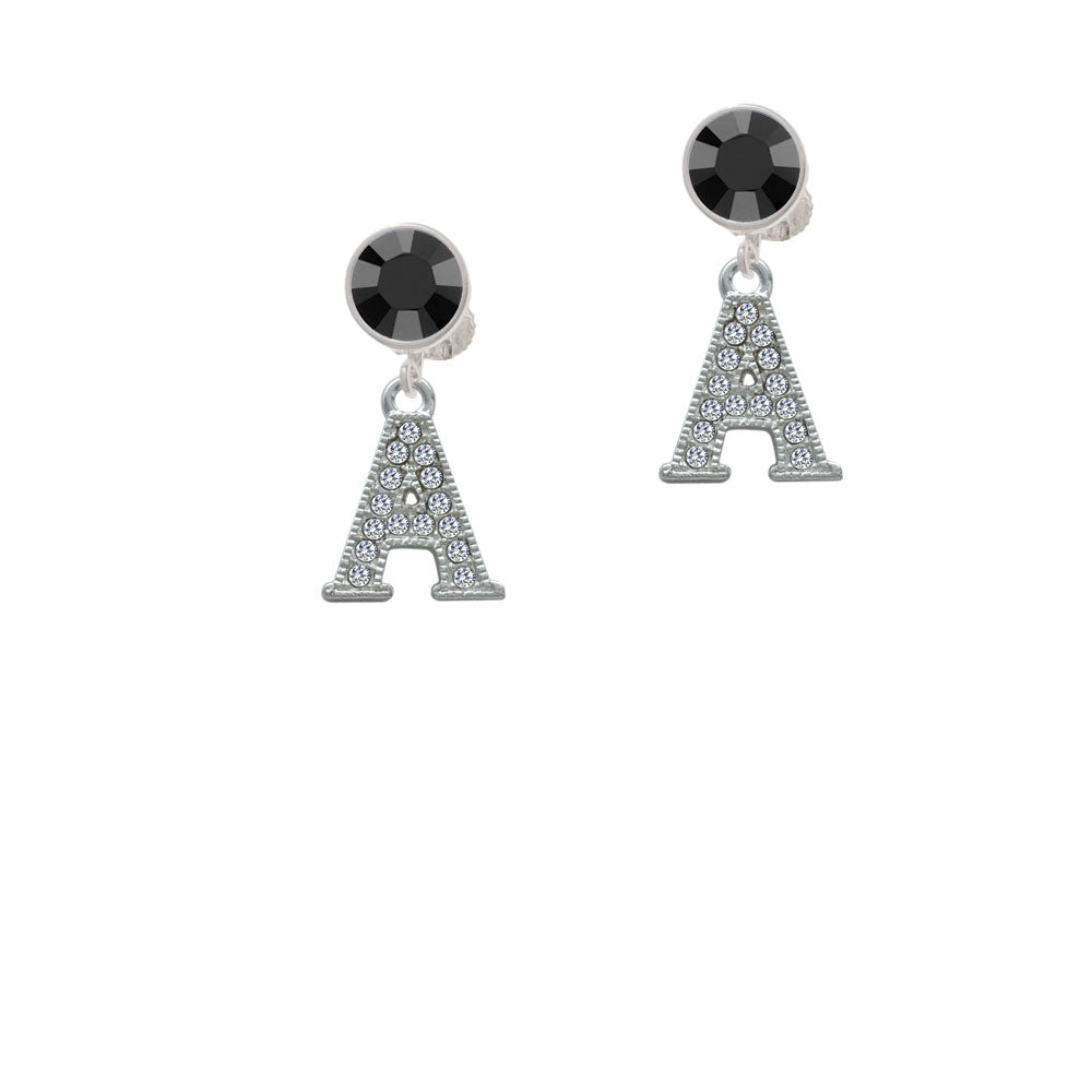 Crystal Initial - A - Beaded Border - Crystal Clip On Earrings Image 3