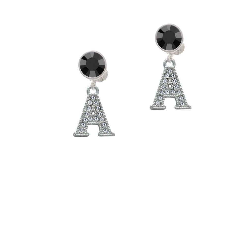 Crystal Initial - A - Beaded Border - Crystal Clip On Earrings Image 1