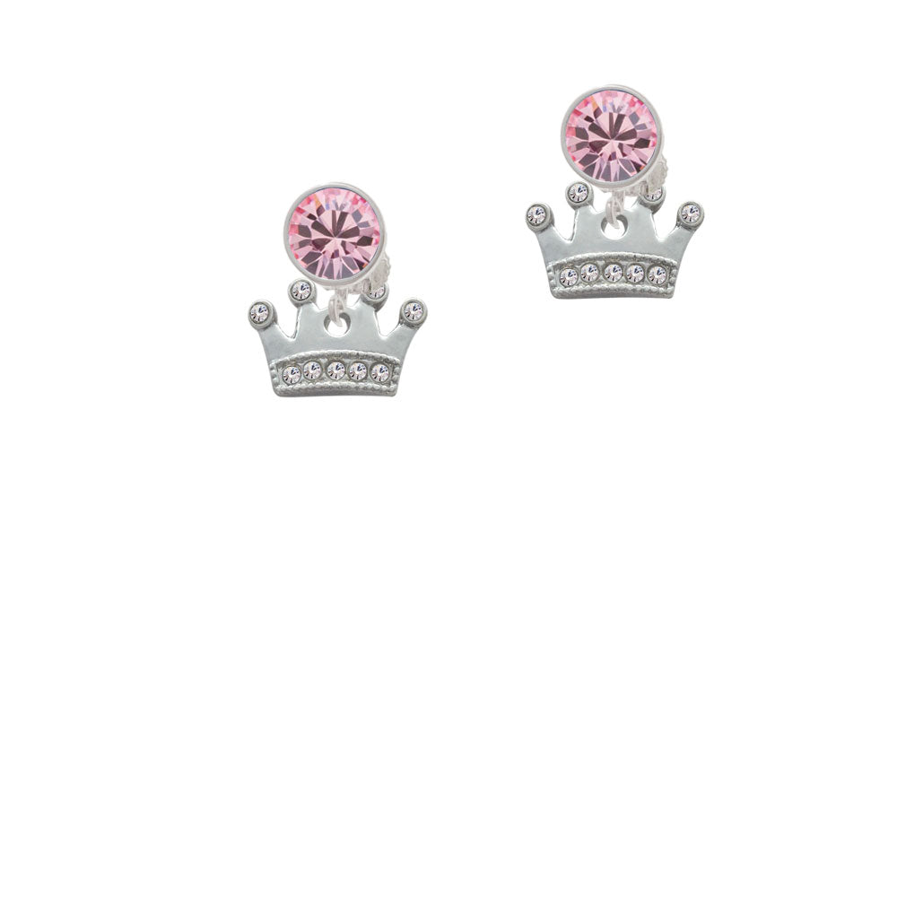 Crown with Clear Crystals Crystal Clip On Earrings Image 4