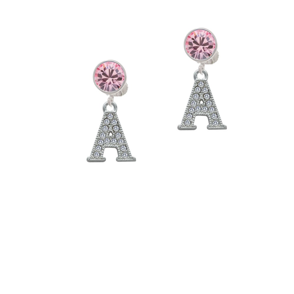 Crystal Initial - A - Beaded Border - Crystal Clip On Earrings Image 4