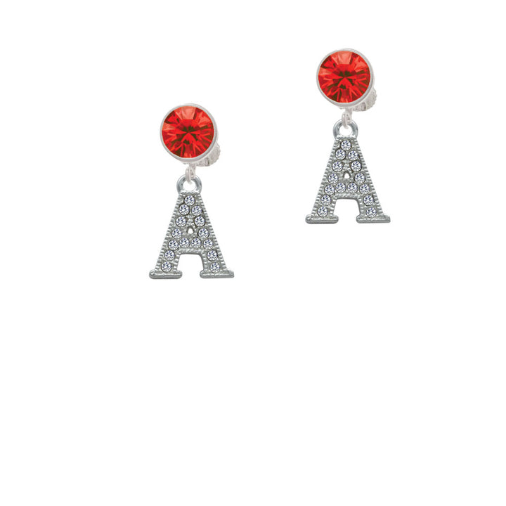 Crystal Initial - A - Beaded Border - Crystal Clip On Earrings Image 4