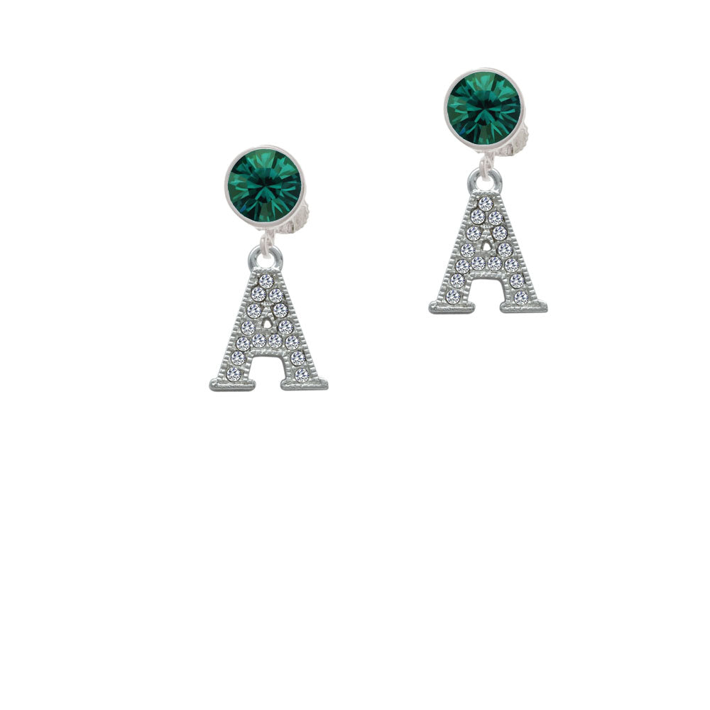 Crystal Initial - A - Beaded Border - Crystal Clip On Earrings Image 6