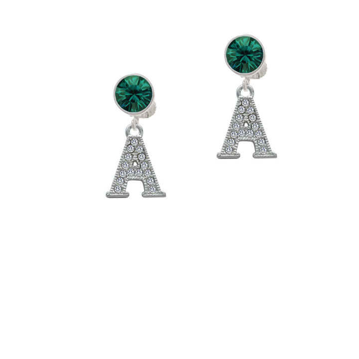 Crystal Initial - A - Beaded Border - Crystal Clip On Earrings Image 6