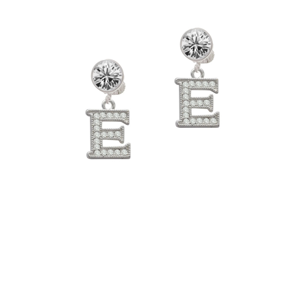 Crystal Initial - E - Beaded Border - Crystal Clip On Earrings Image 2