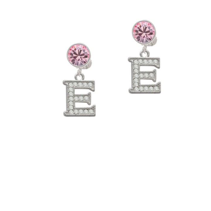 Crystal Initial - E - Beaded Border - Crystal Clip On Earrings Image 4