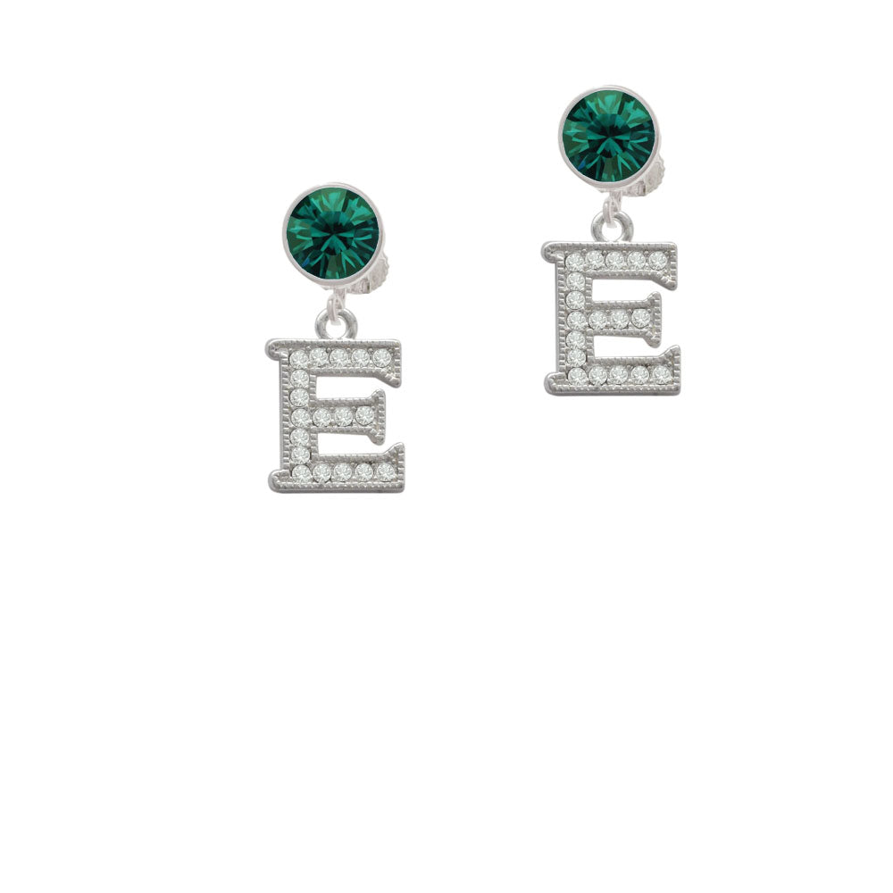 Crystal Initial - E - Beaded Border - Crystal Clip On Earrings Image 6