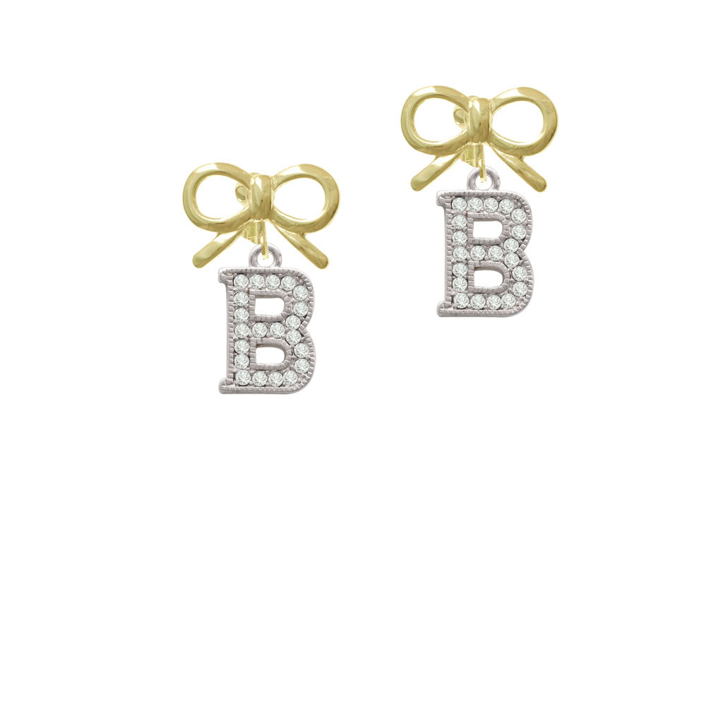 Crystal Initial - B - Beaded Border - Crystal Clip On Earrings Image 10