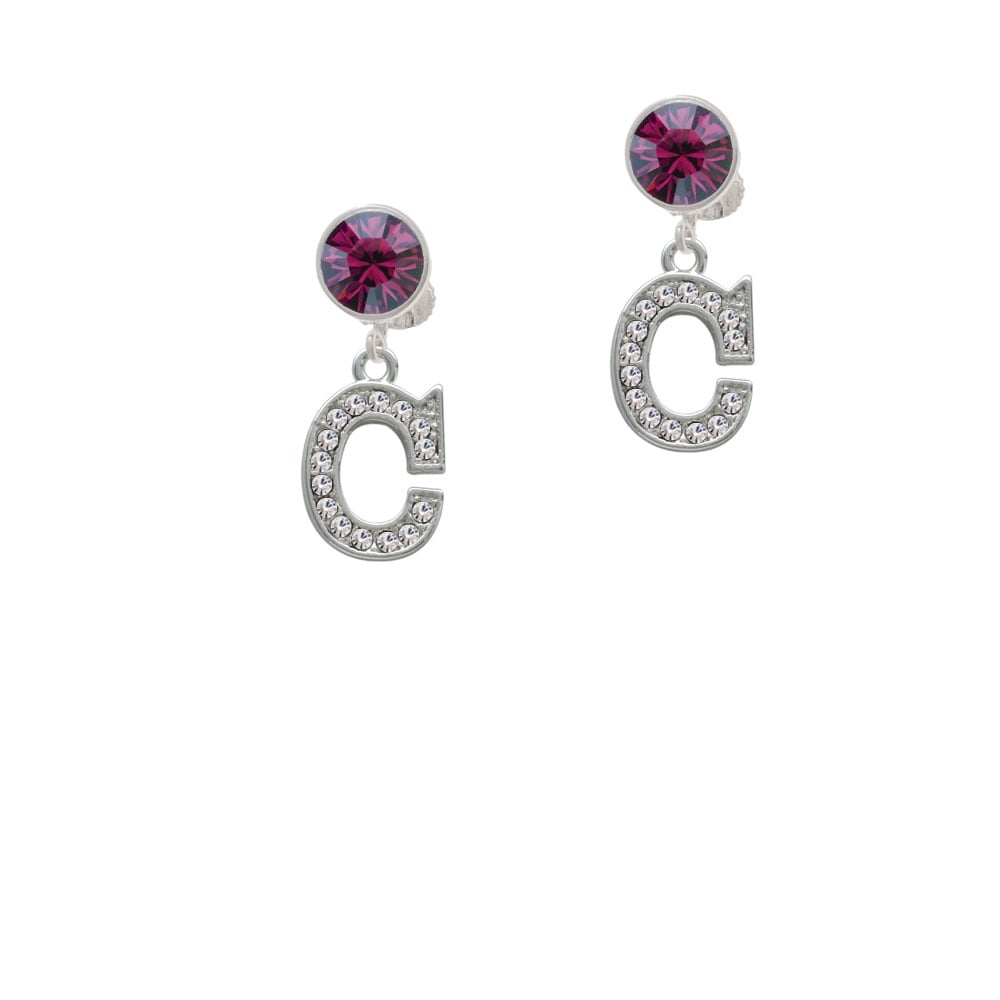 Crystal Initial - C - Beaded Border - Crystal Clip On Earrings Image 8