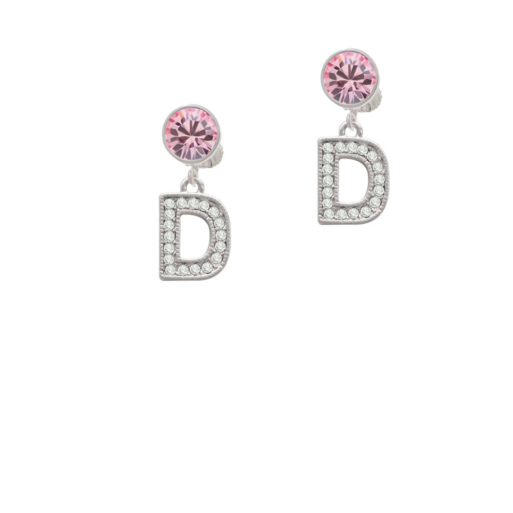 Crystal Initial - D - Beaded Border - Crystal Clip On Earrings Image 4