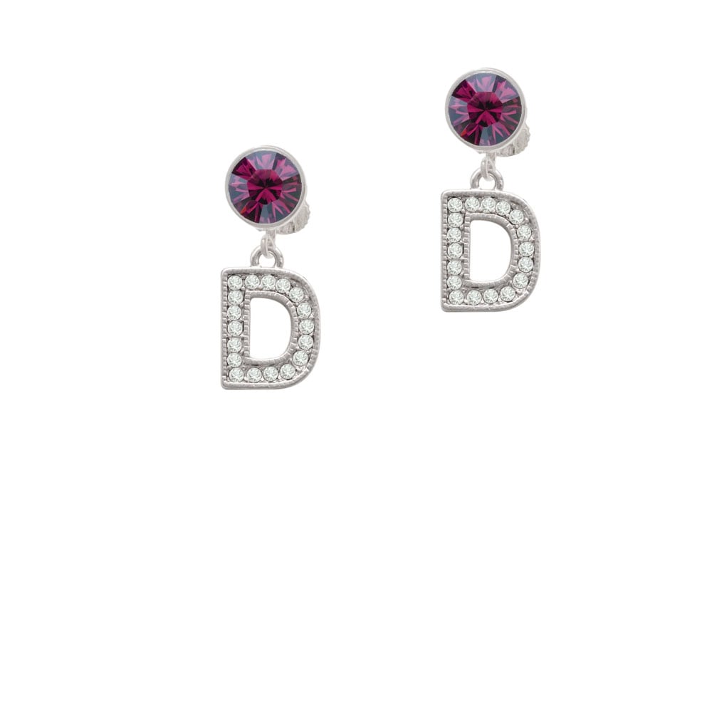 Crystal Initial - D - Beaded Border - Crystal Clip On Earrings Image 8