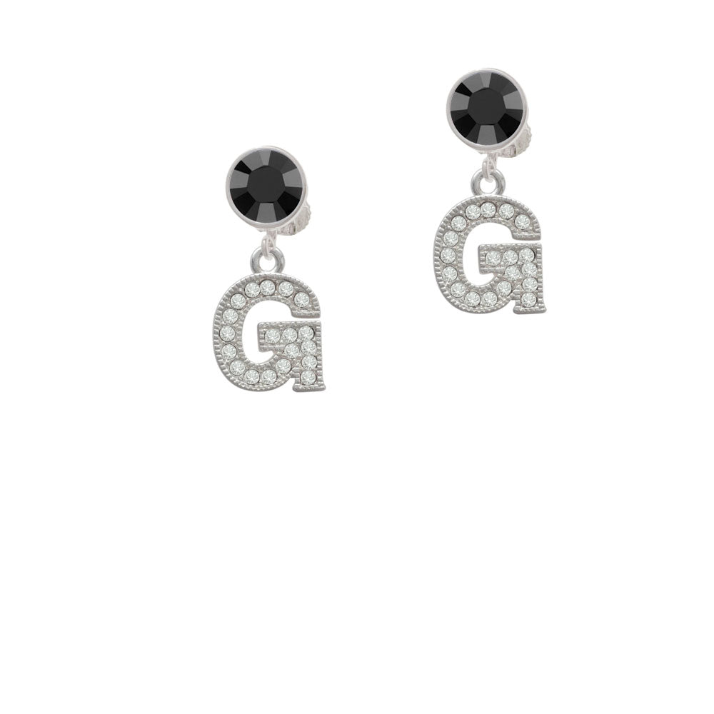 Crystal Initial - G - Beaded Border - Crystal Clip On Earrings Image 3