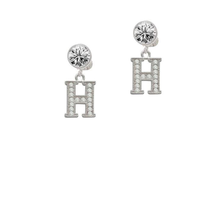 Crystal Initial - H - Beaded Border - Crystal Clip On Earrings Image 1